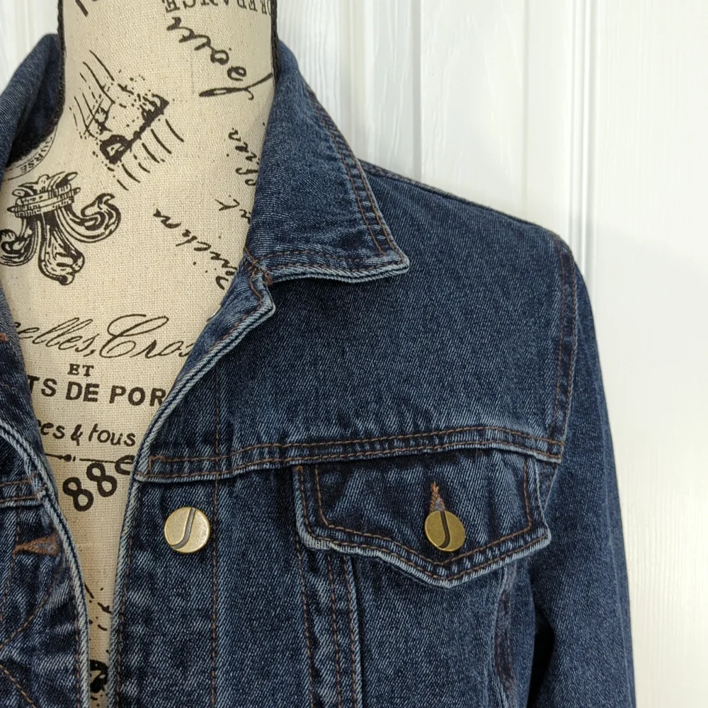 Jones New York Blue Jean Jacket, Dark Wash Size M - Picture 5 of 11